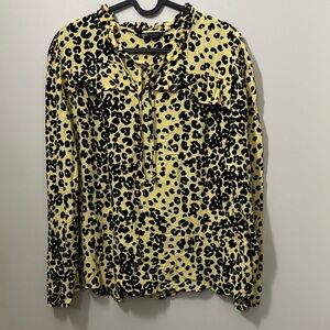 M&S Yellow and Black Leopard Print Women's Top Size 14